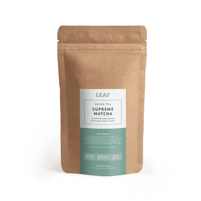Supreme Matcha Green Loose Leaf Tea Brown Refill Bag