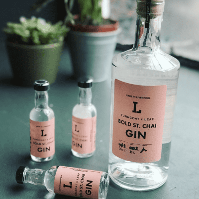 One big bottle of Bold Street Chain Gin and three smaller bottles